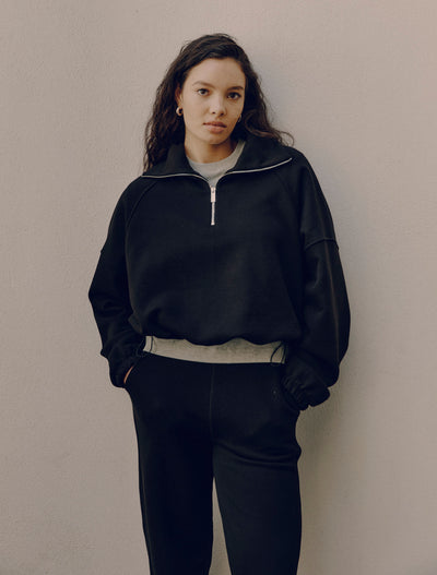 Classic Half Zip Sweatshirt in Black