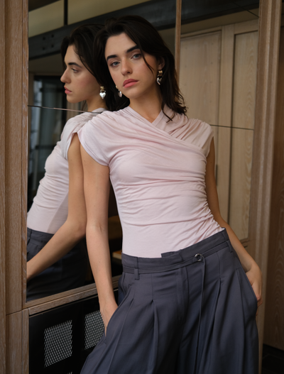 Indie Wrap Top in Dusk Pink