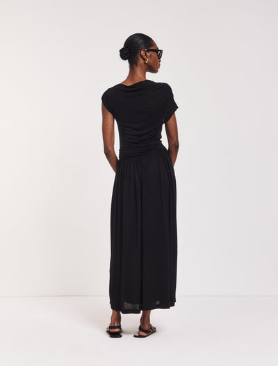 Priam Draped Dress in Black