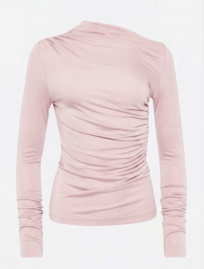 Iphis Draped Long Sleeve Top in Dusk Pink