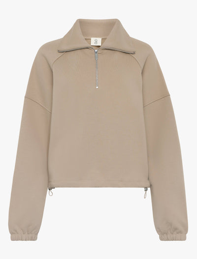 Classic Half Zip Sweatshirt in Taupe
