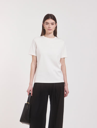 Compact Cotton Oversized T-Shirt in Off White