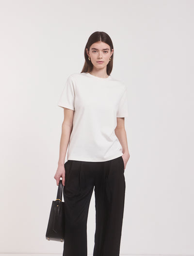 Compact Cotton Oversized T-Shirt in Off White
