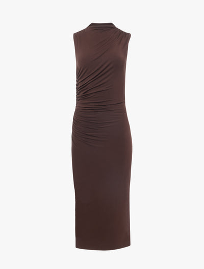 Lana Draped Midi Dress in Bracken