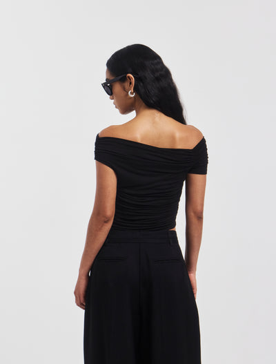 Katie Ruched Top in Black