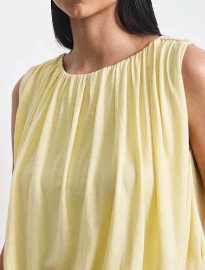 Koa Puff Ball Hem Top In Lemon