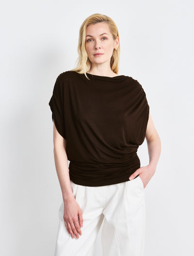 Mika Drape Tee In Bitter Chocolate