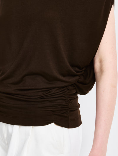 Mika Drape Tee In Bitter Chocolate