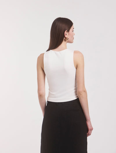 Maya Cropped Tank in Chalk White