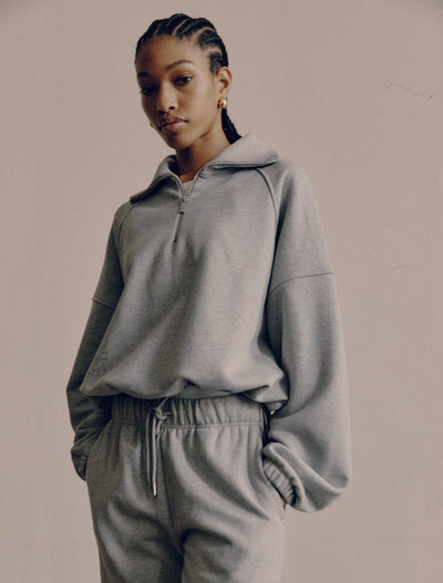 Classic Half Zip Sweatshirt in Grey Marl
