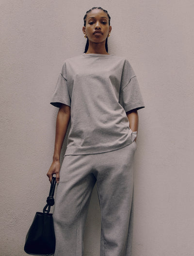 Straight Leg Sweatpant in Grey Marl
