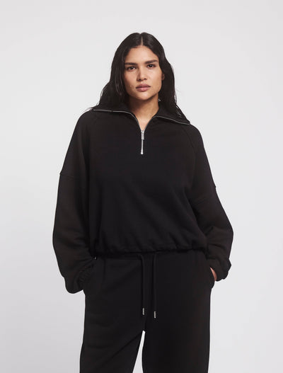 Classic Half Zip Sweatshirt in Black