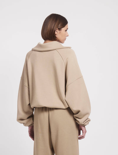 Classic Half Zip Sweatshirt in Taupe