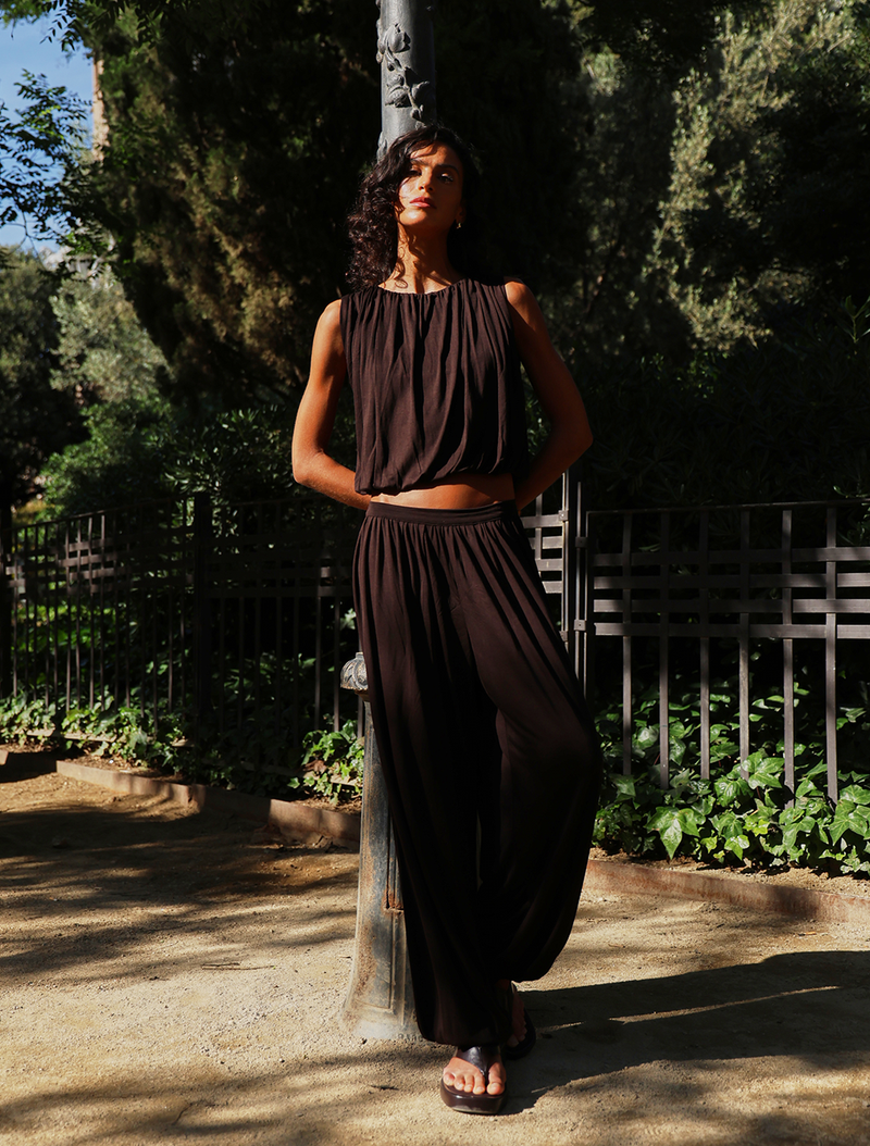 Ina Harem Trouser Jersey In Bitter Chocolate