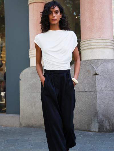 Jamie Drape Top In Chalk