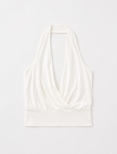 Lenny Wrap Front Halter In Chalk