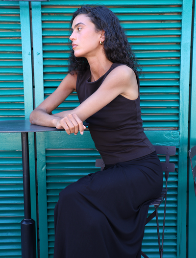 Maya Cropped Tank in Bitter Chocolate
