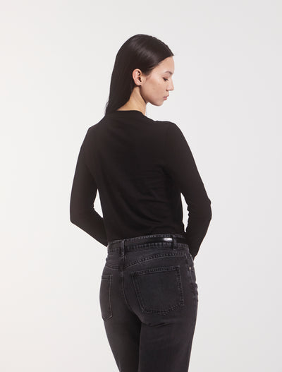 Lightweight Cotton Long Sleeve T-Shirt in Black