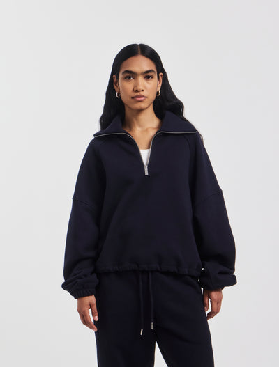 Classic Half Zip Sweatshirt in Darkest Navy