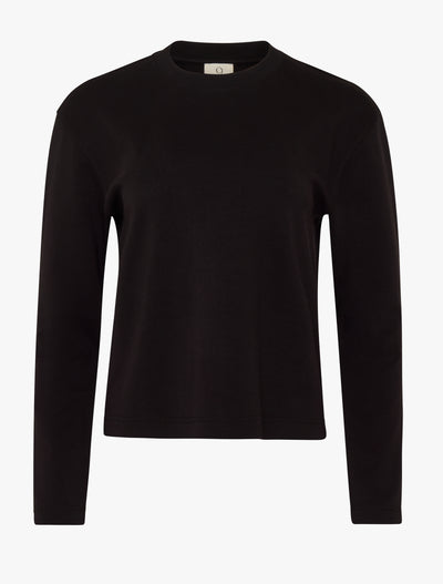 Compact Cotton Long Sleeve T-Shirt in Black