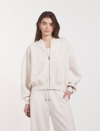 Classic Lounge Zip Jacket in Oatmeal Marl