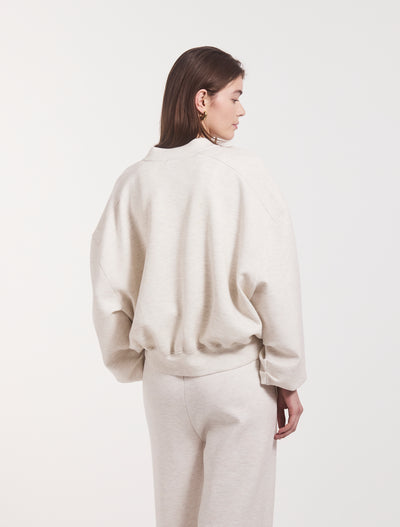 Classic Lounge Zip Jacket in Oatmeal Marl