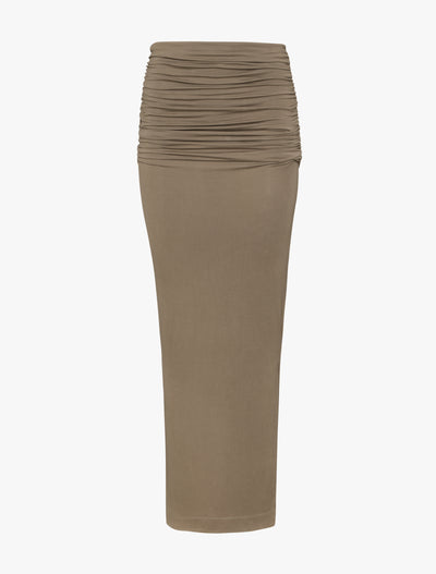 Leah Ruched Maxi Skirt in Sage