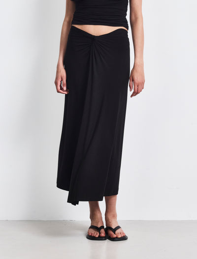 Sadie Twist Midi Skirt in Black