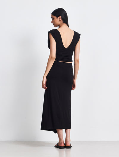 Sadie Twist Midi Skirt in Black