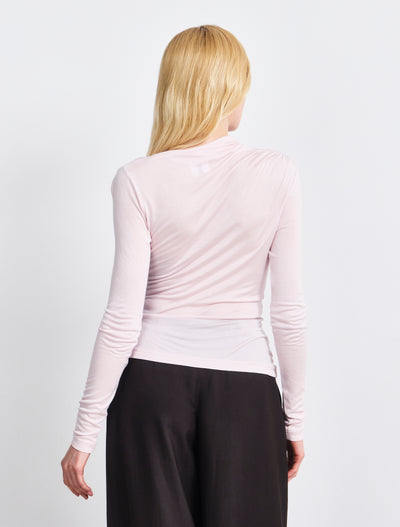 Iphis Draped Long Sleeve Top in Dusk Pink