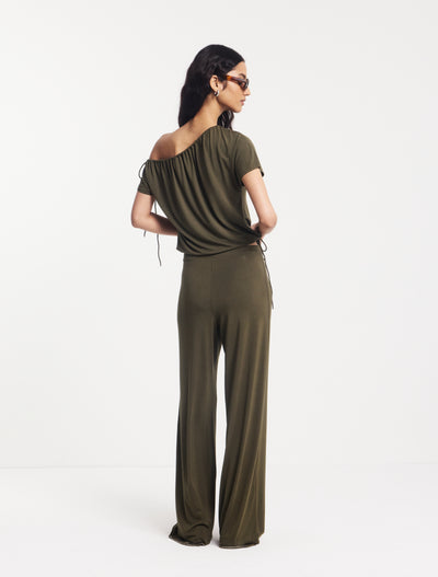 Marlowe Draw Cord Tee in Leaf Green