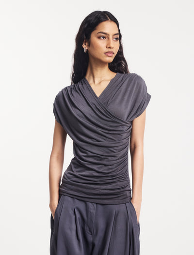 Indie Wrap Top in Magnet