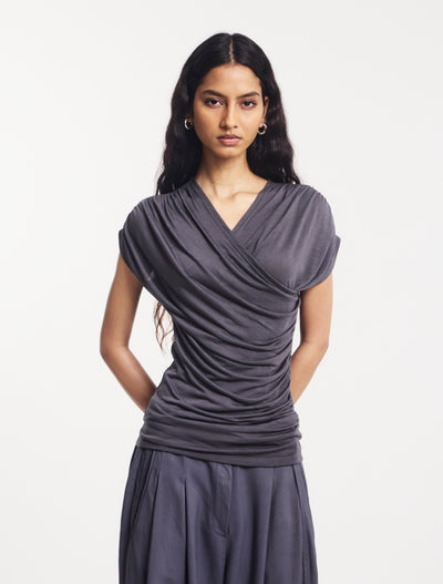 Indie Wrap Top in Magnet
