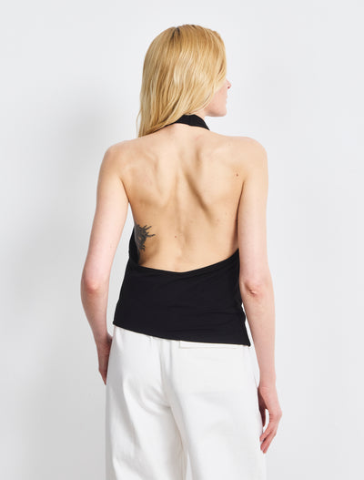 Sierra Drape Front Halter Top In Black