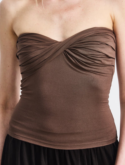 Lilly Twist Front Bandeau In Mocha