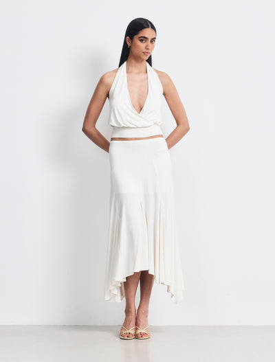 Lenny Wrap Front Halter In Chalk