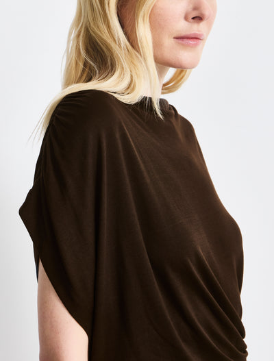 Mika Drape Tee In Bitter Chocolate