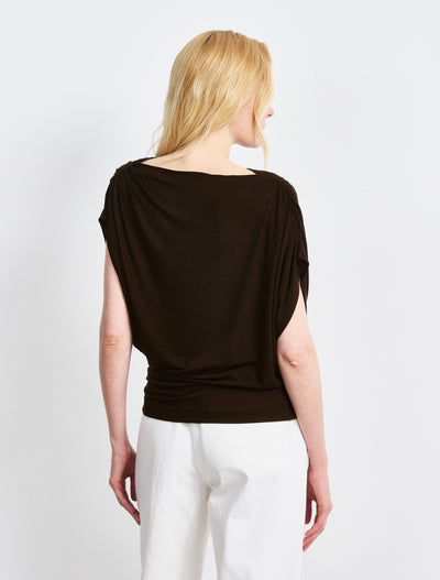 Mika Drape Tee In Bitter Chocolate