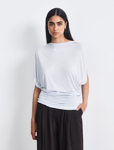 Mika Drape Tee In Icy Blue
